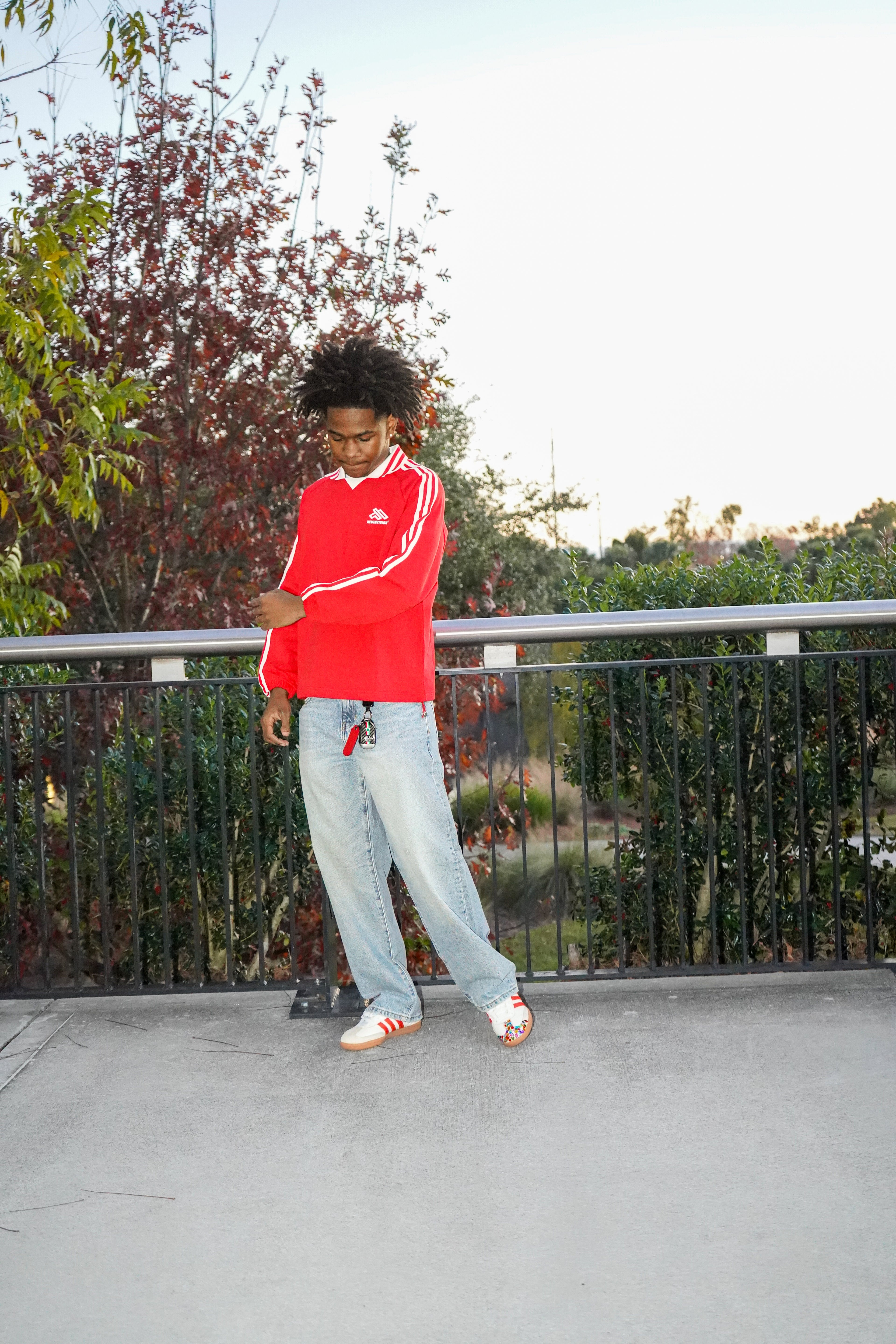 Newinvision Striped Lapel Collar Sweatshirt