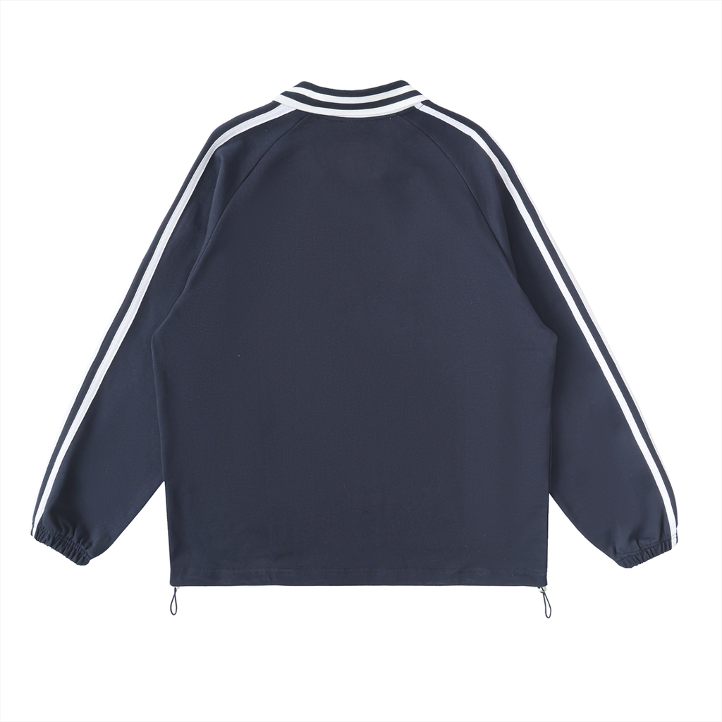 Newinvision Striped Lapel Collar Sweatshirt