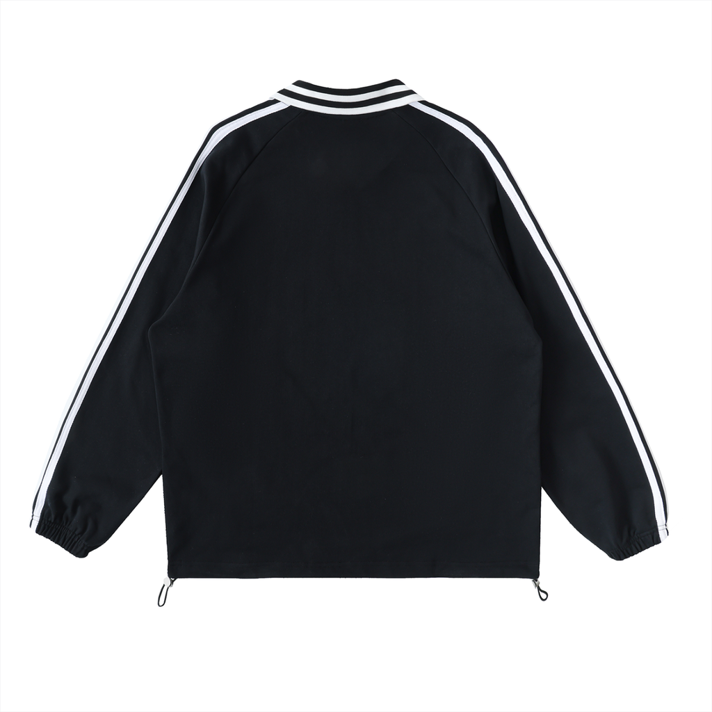 Newinvision Striped Lapel Collar Sweatshirt